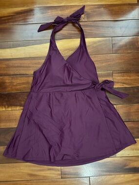 NWT. J.Crew Plum Purple Halter Wrap Swimsuit Swim Dress